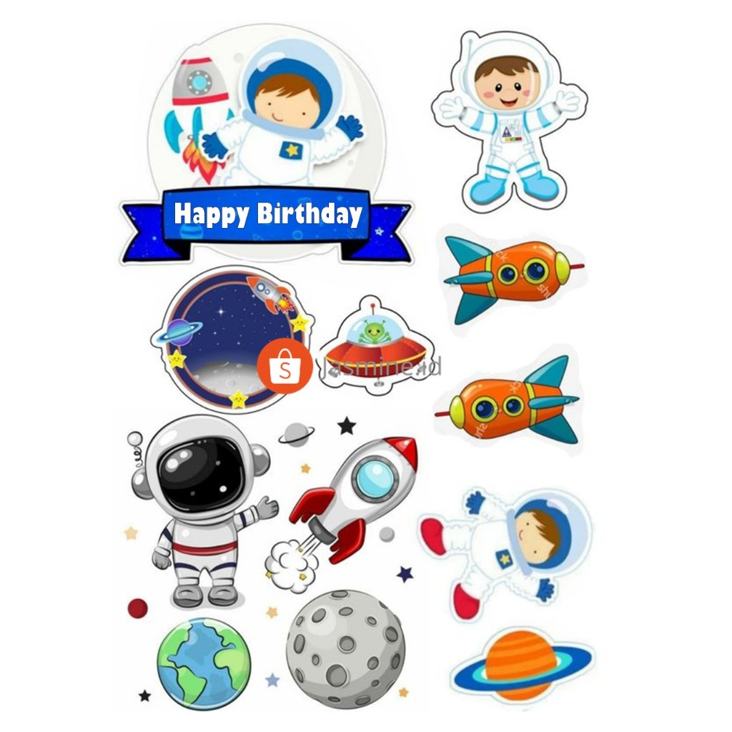 TOPPER ASTRONOT Custom/Hiasan Kue ULTAH Astronot/Luar Angkasa