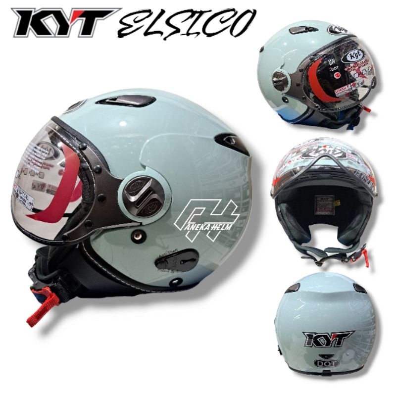 Helm KYT ELSICO sage green | hijau | kyt retro