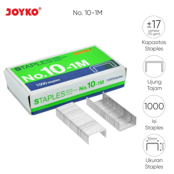 

[BOX KECIL] STAPLES JOYKO NO. 10 KECIL ISI STAPLER REFILL ANAK HEKTER NO.10-1M