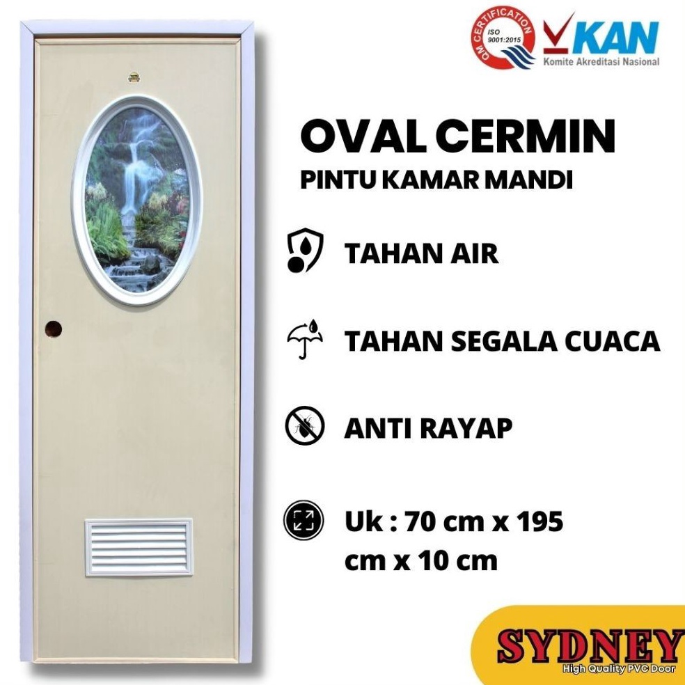 Modern Pintu Kamar Mandi PVC Tebal Kaca Oval  Sydney