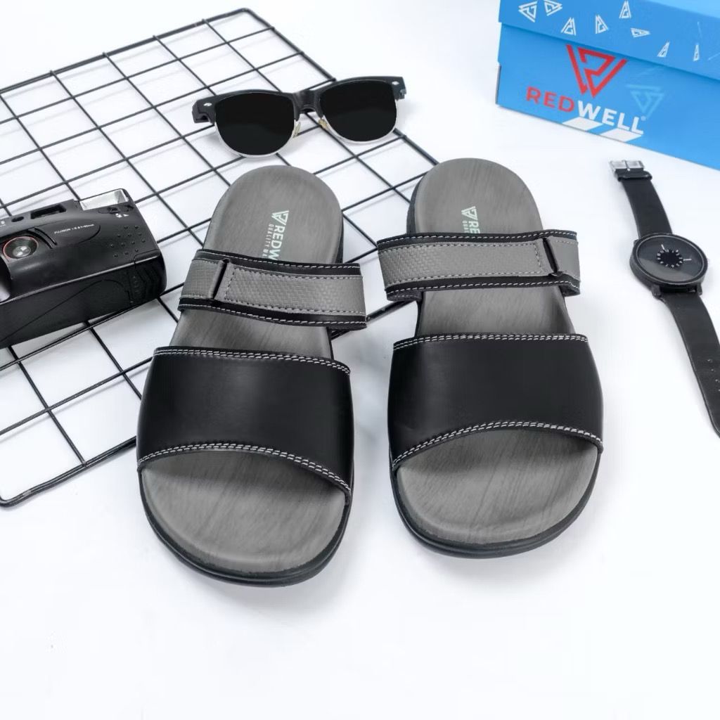 RIKCBUY-Sandal pria Kulit sapi asli, Sandal Santai pria kulit asli Sandal casual pria kulit asli San