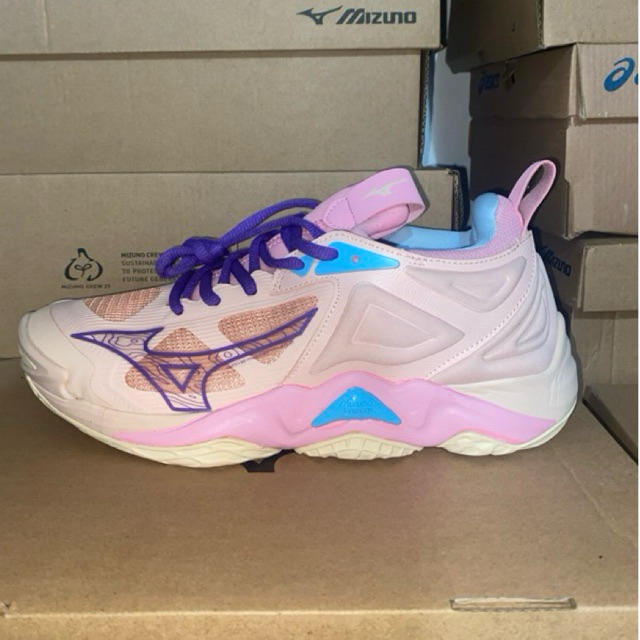 Mizuno wave momentum 3 low Sepatu voli cewek pink