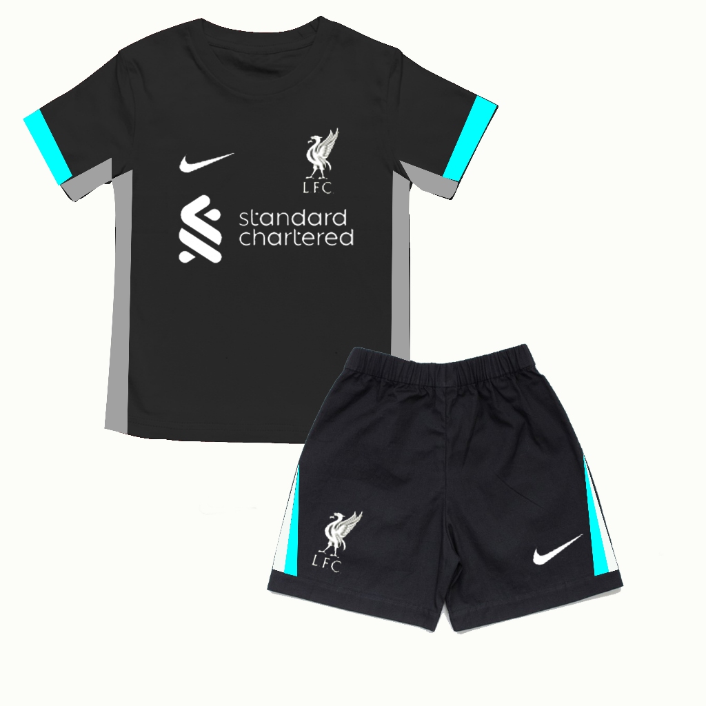 Setelan Kaos Baju Bola Anak LiverpoolFC Musim 2024 2025 Away  - Baju + Celana Katun Combed