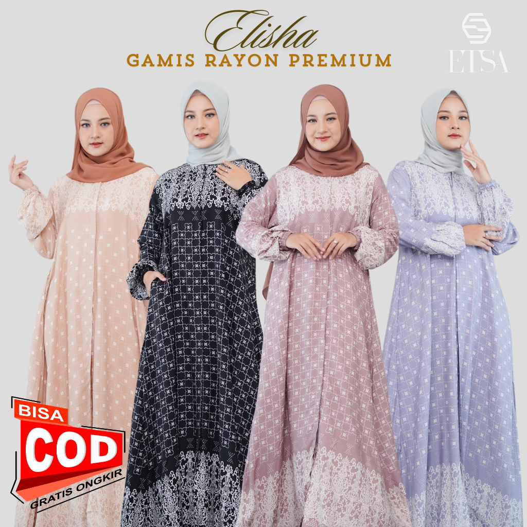 Gamis Motif Terbaru Gamis Etnik Elisha Series Gamis Rayon Premium Dress Busui Frendly ETSA Official