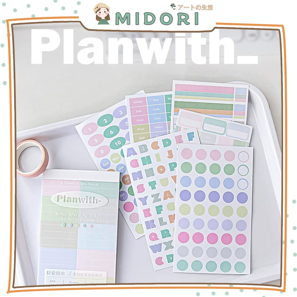 

[MIDORI] 32Sheets STICKER PLANWITH Number Date Daily Planner Morandi DIY Diary Sticker Jurnal BUJO Deco Stiker Hias - B0480