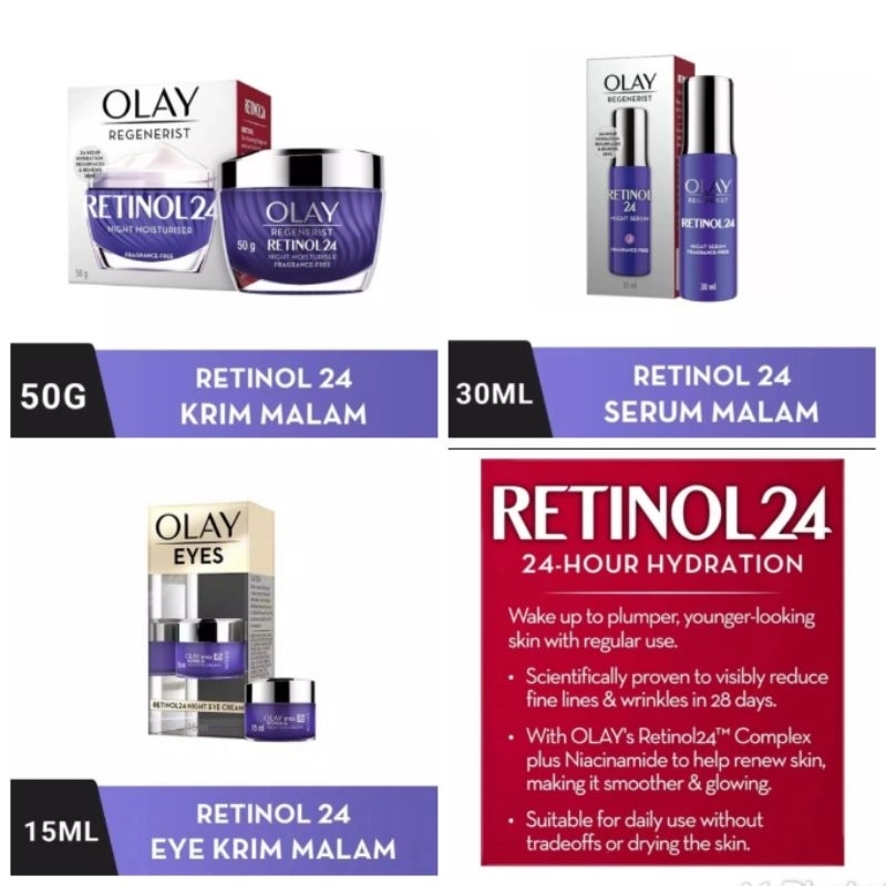 OLAY RETINOL NIGHT CREAM / OLAY RETINOL EYE CREAM / OLAY RETINOL NIGHT SERUM ANTI AGING / OLAY RETIN