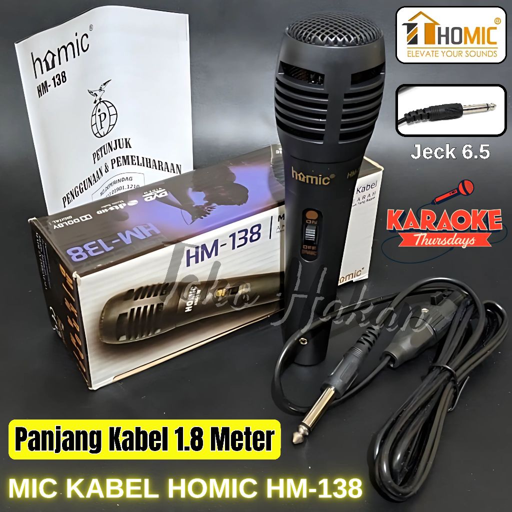 MURAH~ Profesional Mic Dynamic | Mikrofon Karoke Mic HOMIC | Microfon Mic Kabel Homic Hm-138 | Mic D