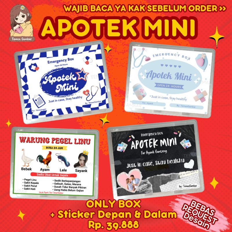 BOX + STICKER APOTEK MINI | Box Apotek Mini | Sticker Apotek Mini | Apotek Mini Tanpa Obat