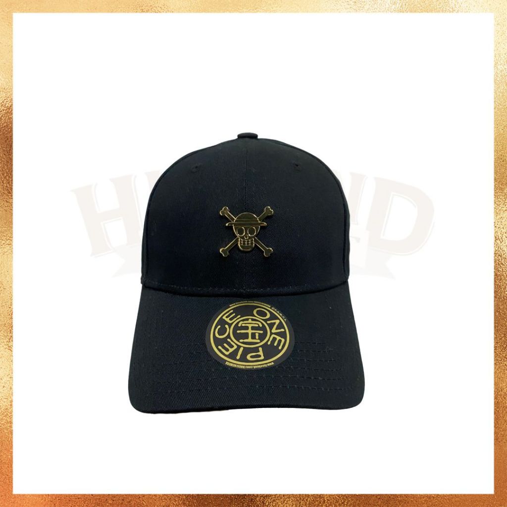 READY STOCK Topi New Era Angel x One Piece Monkey D Luffy Metal Logo Collab Anime Black Dad Cap100% 