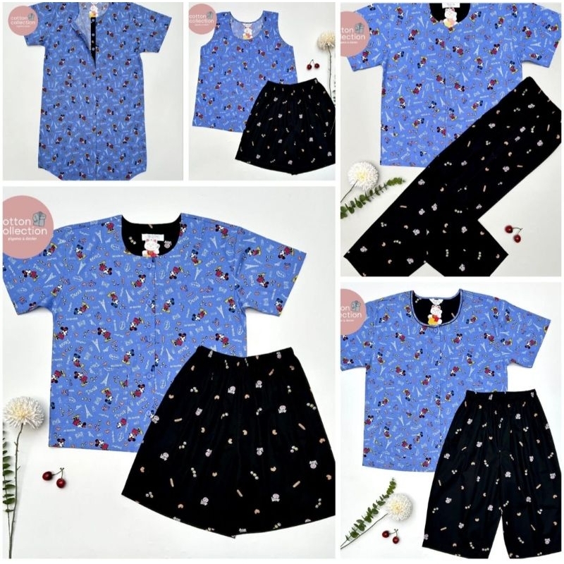 PIYAMA NIQTA corak MICKEY IN PARIS ( yg ready ATASAN + BAWAHAN SEMOTIF )
