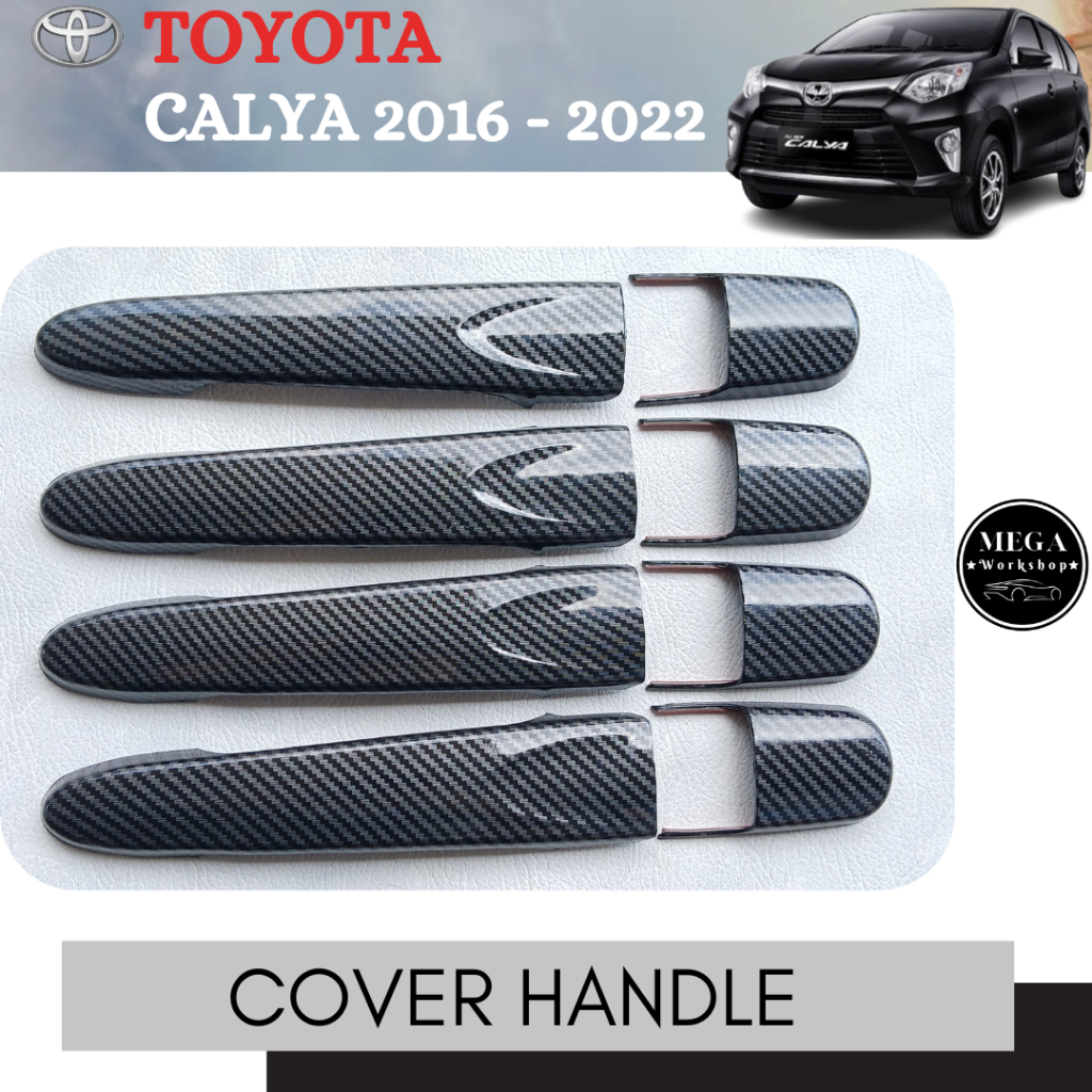 Cover Handle Pegangan Pintu Mobil CALYA 2016 - 2022 Carbon Glossy