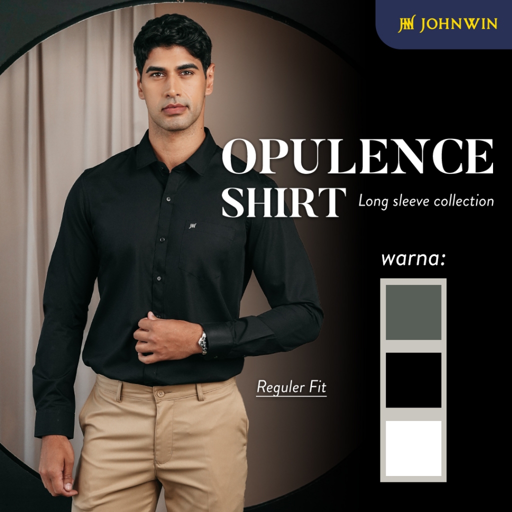 Johnwin - Kemeja Formal Pria - Model Basic - Lengan Panjang - Regular Fit - Opulence Collection