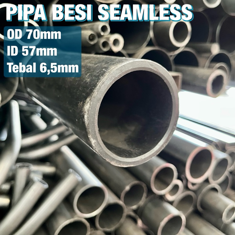 pipa besi seamless od 70mm id 57mm tebal 6,5mm