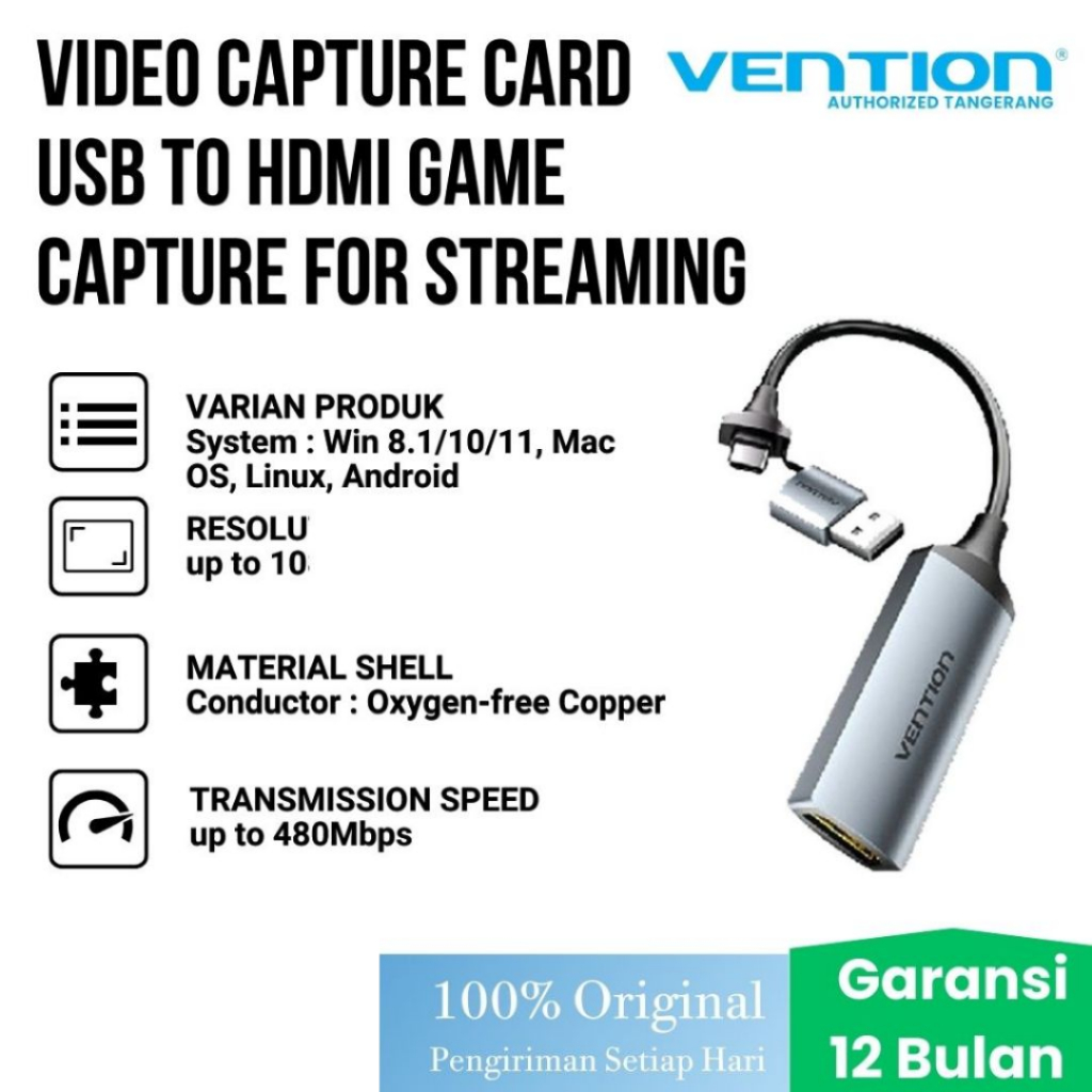 Vention Video Capture Card USB to HDMI Game Capture for Streaming