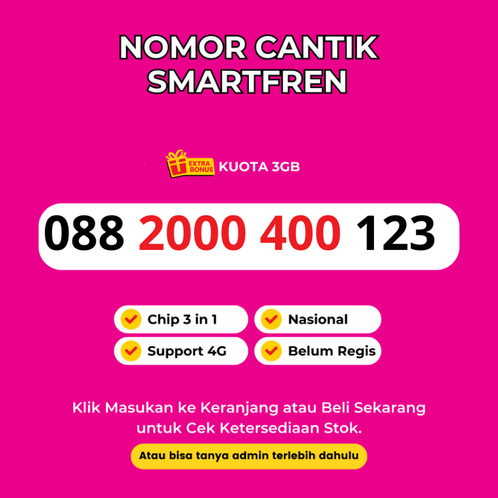 Nomor Cantik Smartfren Murah Bonus Kuota 3GB - Kartu Perdana Kuota Smartfren 3GB Support 4G LTE