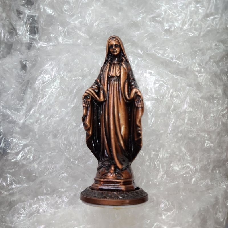 Patung Bunda Maria Logam 9cm dekorasi hiasan meja