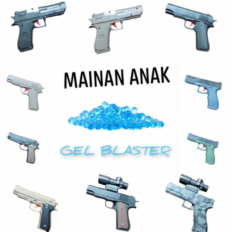 Mainan Pistol Plastik Gel Blaster WGG WGB Model M9/M1911/G18 Manual/Elektrik