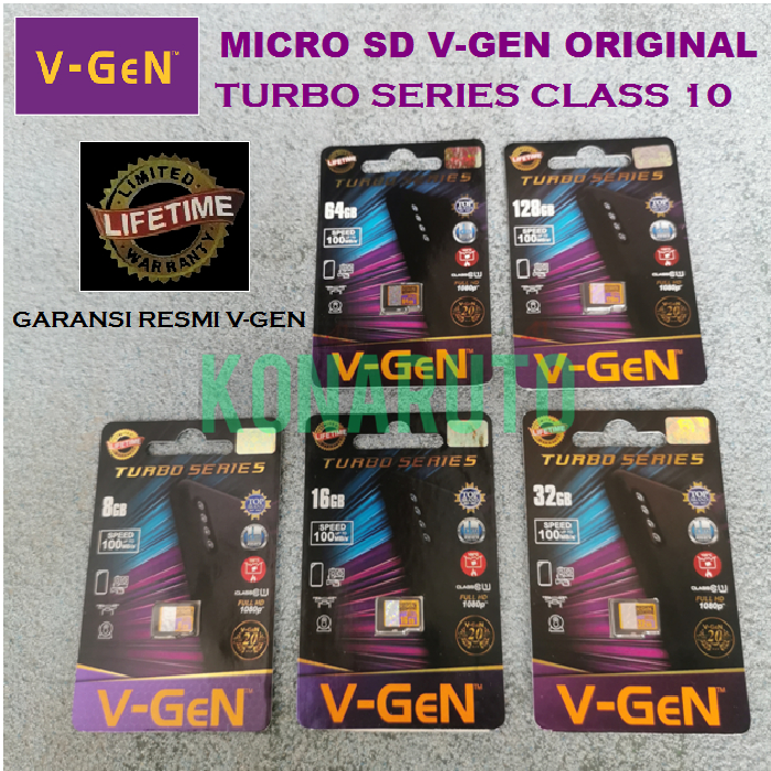 Micro SD VGEN 8gb 16gb 32gb 64gb 128gb 256gb Class 10 Turbo V-GEN Original Memory MicroSd