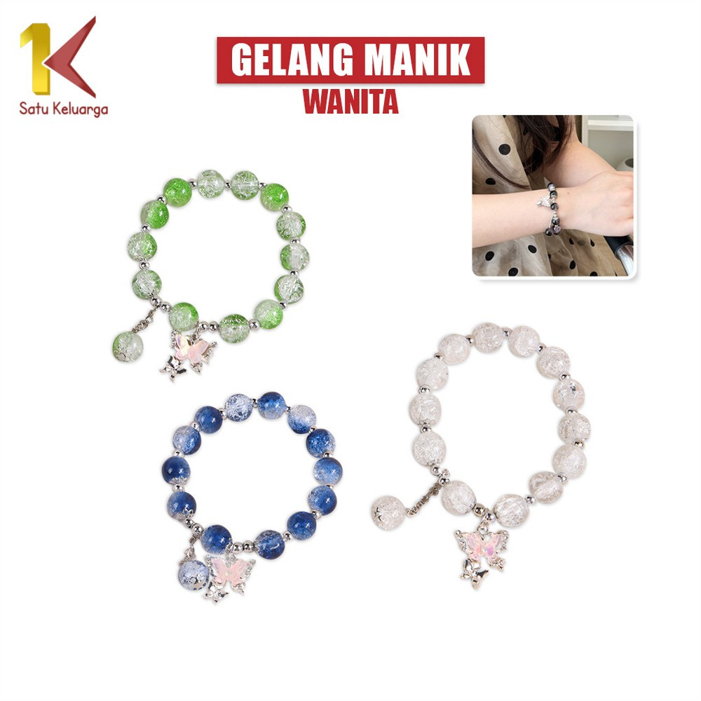 Satu Keluarga Gelang Manik Manik Aesthetic K188 Crystal Beads Bracelet Gelang Kupu Aksesoris Fashion