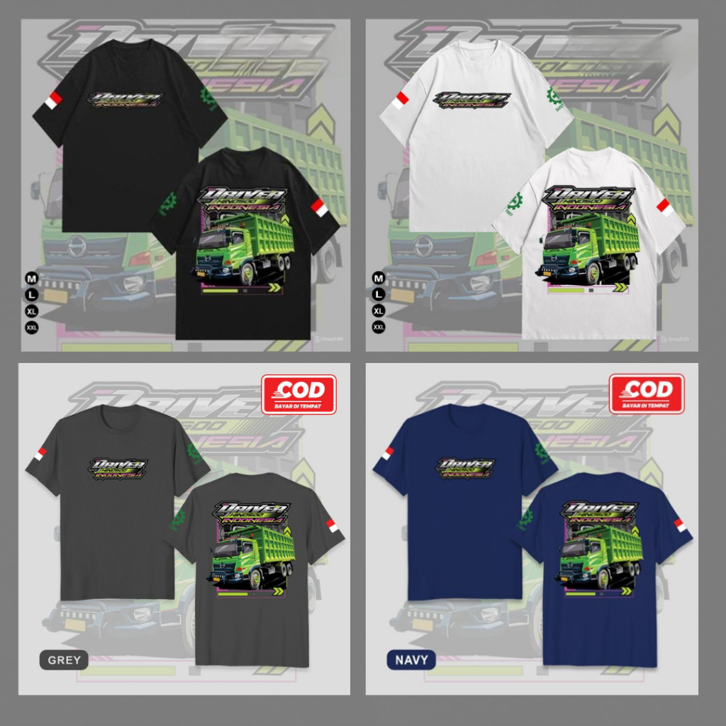 Kaos Driver Muda Indonesia Driver Truck Hino 500 Premium Pekerja Baju Anak Dewasa Pria Wanita MZTH01