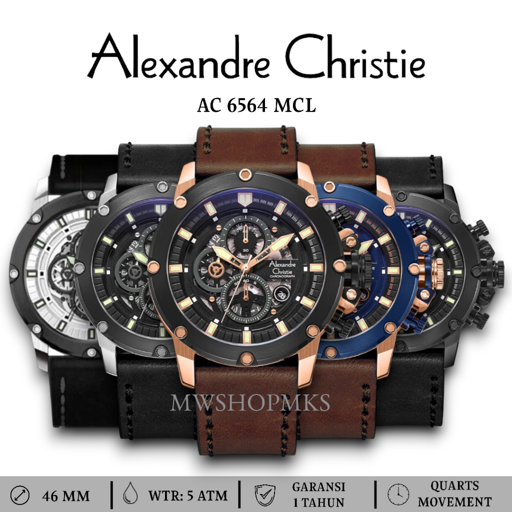 JAM PRIA ALEXANDRE CHRISTIE AC6416/AC6564  AC 6416/AC 6564 Original Bergaransi  Free Baterai
