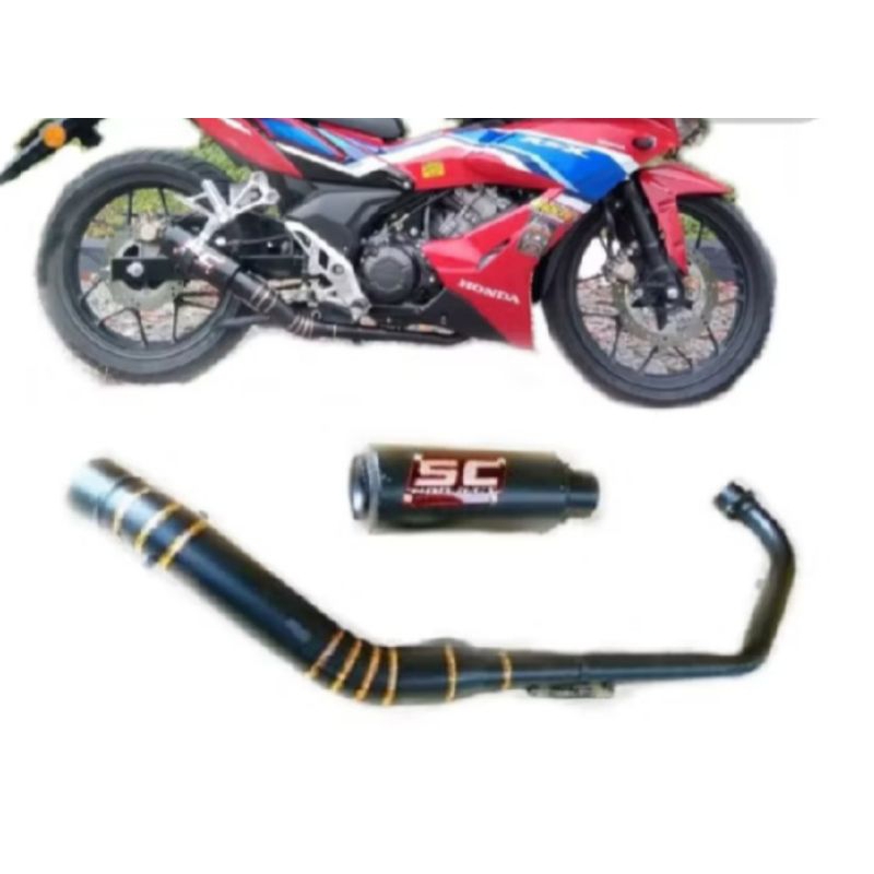 knalpot racing sc project black full set supra gtr sonic 150 eksoz