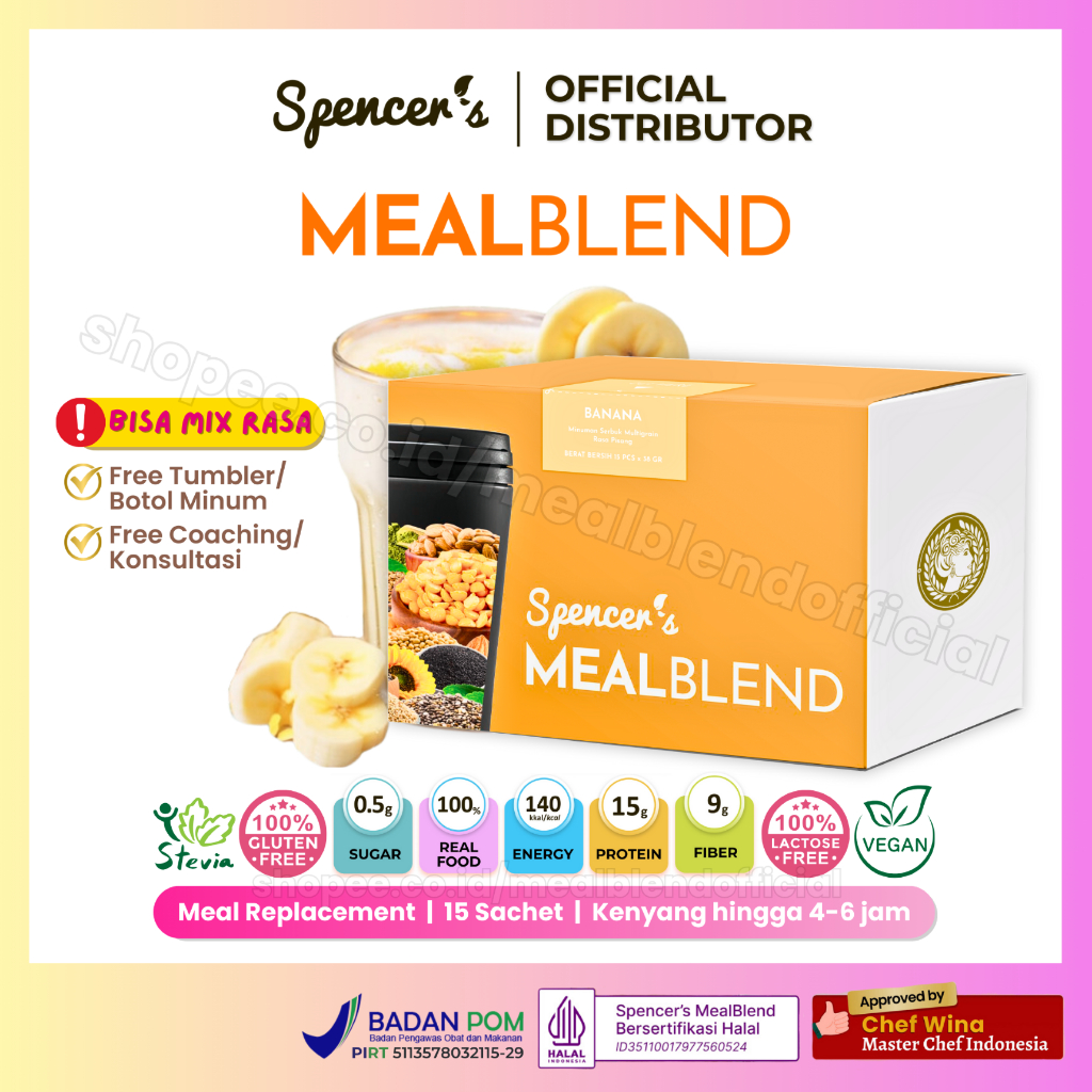 

Spencer's MealBlend – Meal Replacement Enak dan Minuman Fiber Diet Penurun Berat Badan Meal Blend