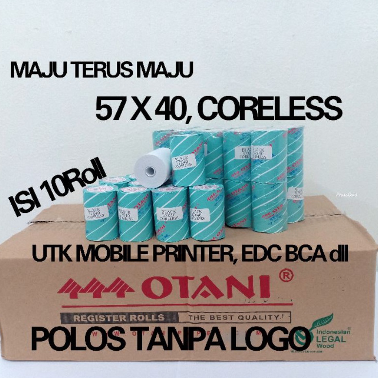 

KODE K22H Kertas Struk Thermal Mobile Printer 57x4 CORELESS Merk Otani 1 Pack Isi 1Roll