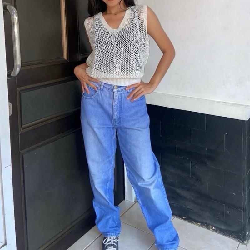 White Net Knit Vest & McJagger Baggy Jeans