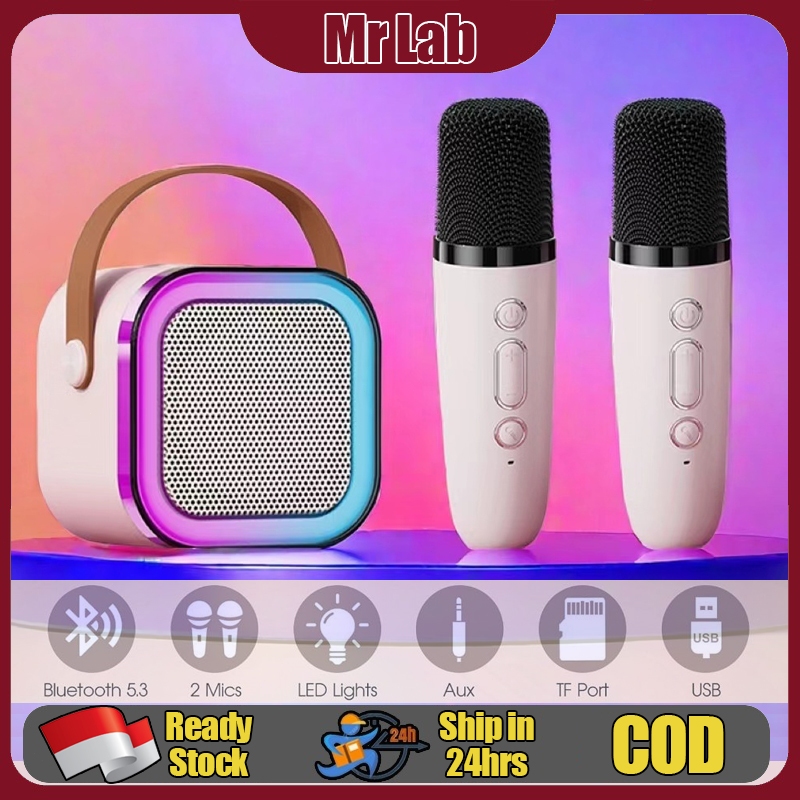 LED Bluetooth Mini Speaker Karaoke Speaker Portable with MIC MP3 Player Full Bass Wireless