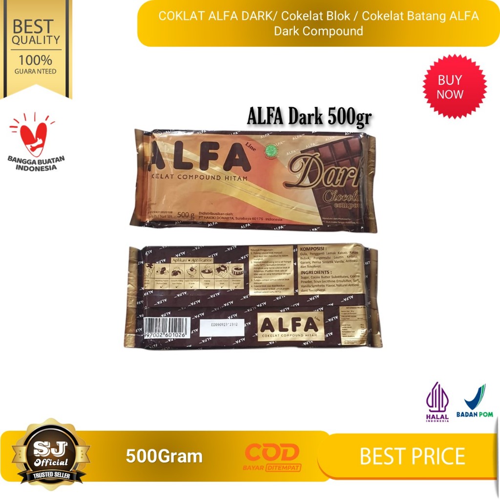 

COKLAT ALFA DARK Kemasan 500gr / Cokelat Blok / Cokelat Batang ALFA Dark Compound