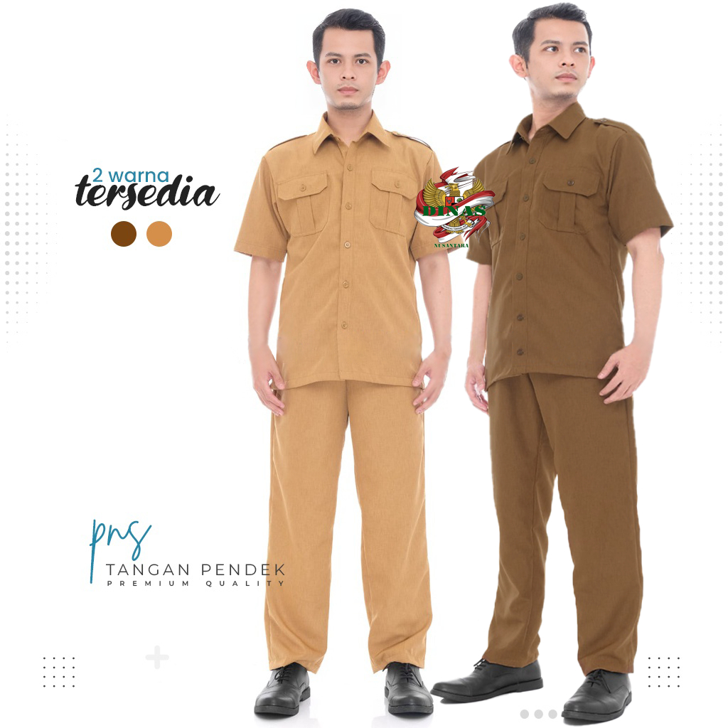 Seragam khaki pns pria baju khaki seragam guru kecamatan wali kota khaki tua/muda pendek