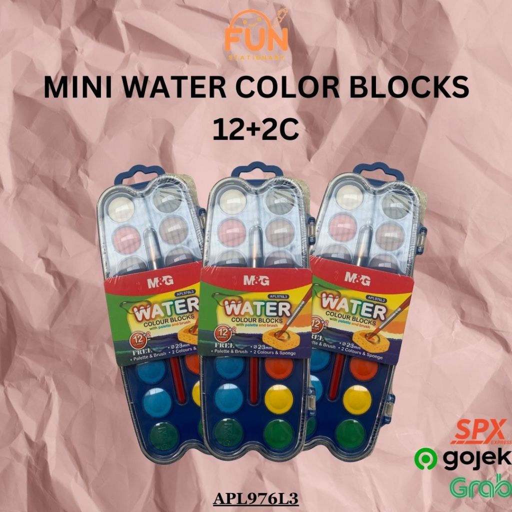 

[GRATIS KUAS] CAT AIR WARNA MINI M&G WATERCOLOR BLOCKS 12+2C