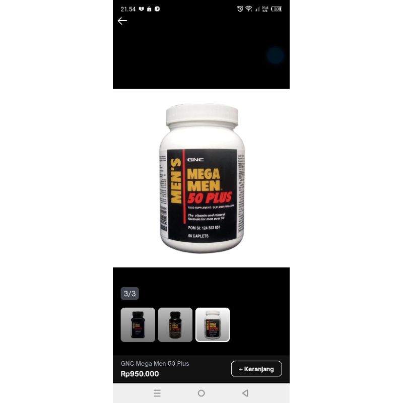 GNC Mega Men 50+(plus) 60tablets