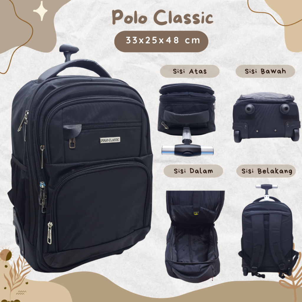 Trolley Polo Classic Kain Kanvas Tebal Kokoh Original Import Premium Size 18 Inchi / Tas Roda Polo C
