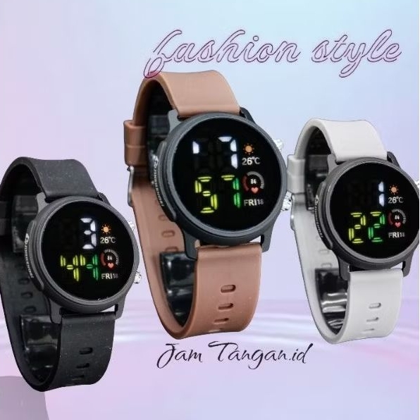 Jam Tangan LED Watch Digital Cewek Cowok Terbaru Tali Rubber