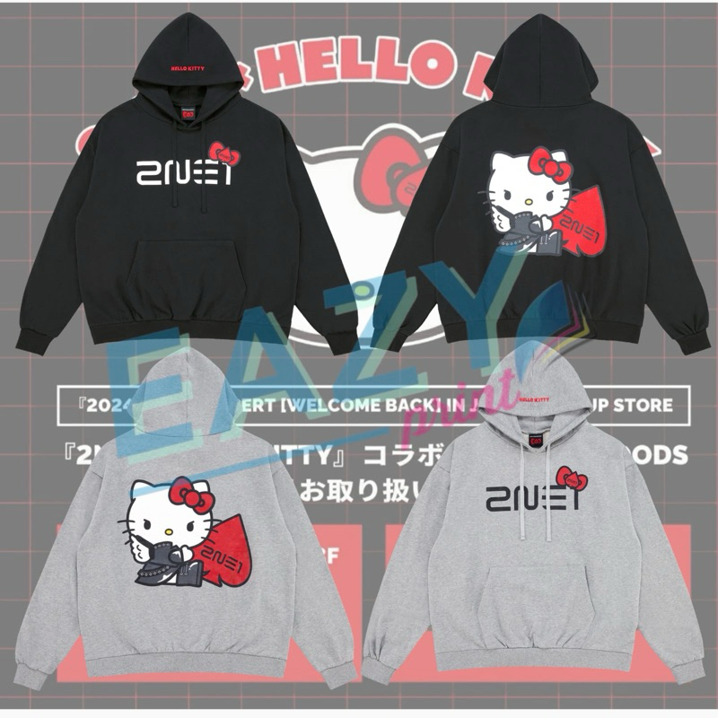 HOODIE 2NE1 HELLO KITTY WELCOME BACK TOUR ASIA 2024 KPOP IDOL OUTFIT BLACKJACKS NOBAR KONSER CONCERT