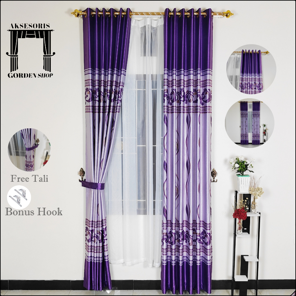 Gorden Jendela Minimalis Aeshetic Kain Blackout Motif Arizona Model Smokring Tinggi 200 cm