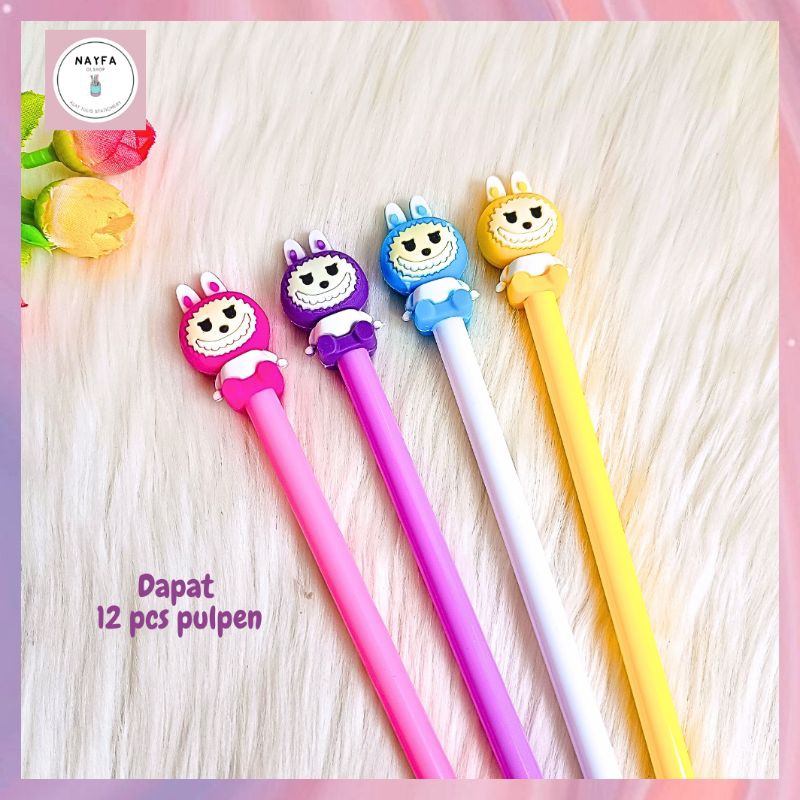 

(12 Pcs) Selusin Pulpen Karakter Labubu Pen Gel Tinta Hitam Viral Lisa Blackpink PGK-1582