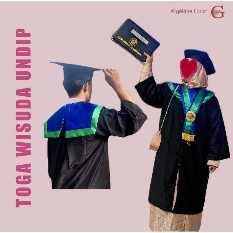 Toga UNDIP / Toga Wisuda Universitas Diponegoro / Toga Wisuda UNDIP / Toga Jubah Sleber Topi UNDIP