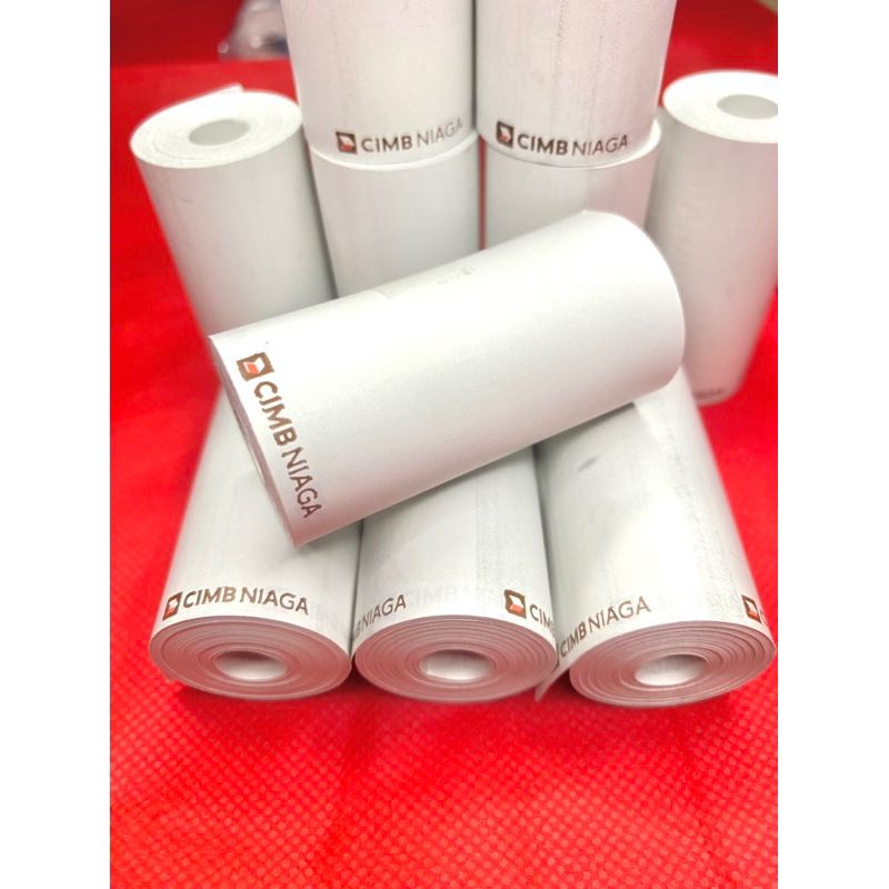 

Kertas kasir thermal logo bank cimb niaga 58/57×30full paket 10Roll
