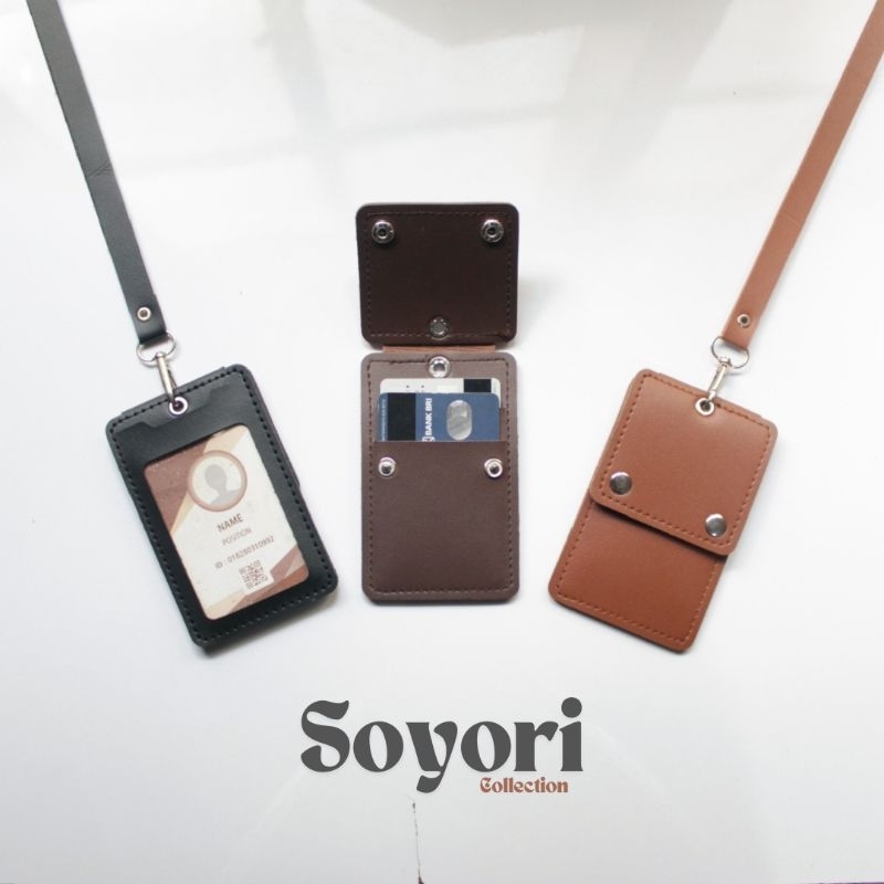 

Id Card Holder Lanyard Kulit Sintetis Dengan Penutup Kartu