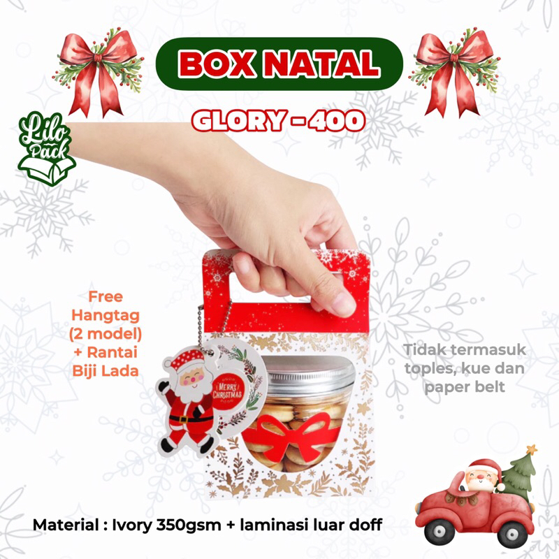 

GLORY-400 | Box Hampers Toples Jar Natal Kotak Gift Packaging Toples Kue Kering Christmas