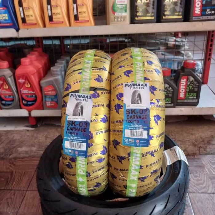 BAN MOTOR VESPA RING 12 PRIMAX SK03 110/70 & 120/70 TUBELES MOTOR SPRINT & PRIMAVERA MODEL PIRELLI
