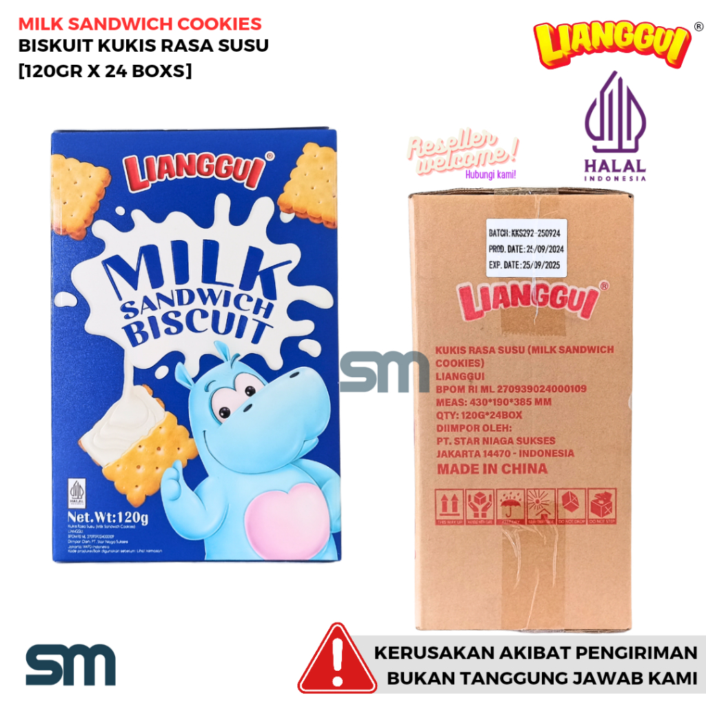 

LIANGGUI BISKUIT KUKIS MILK SANDWICH BISCUIT 120 GRAM [1 DUS, ISI 24 BOXS]