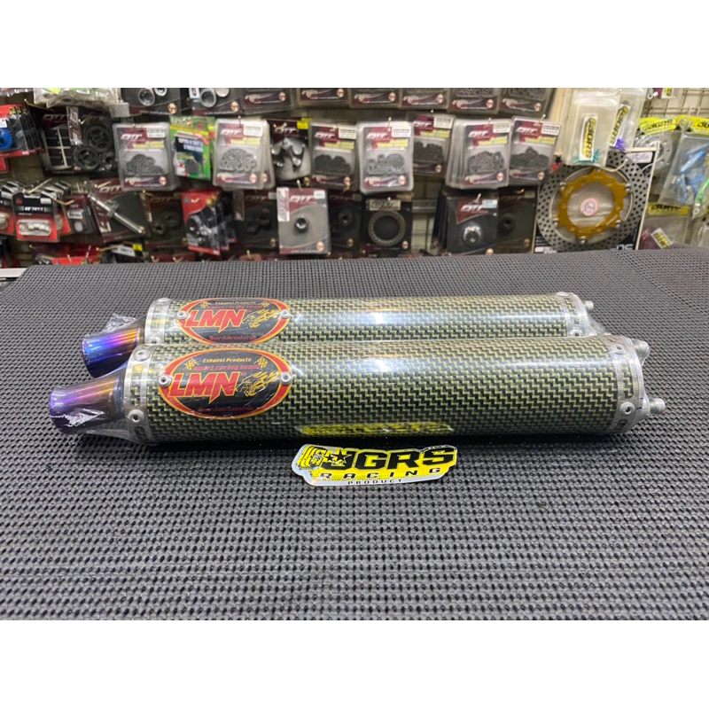 LMN SILINCER SLINCER KNALPOT 2TAK LMN CARBON ORIGINAL LMN THAILAND CARBON WARNA KUNING UJUNG TITANIU