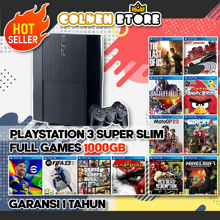 PS3 PLAYSTATION 3 SUPERSLIM 1TB FULL GAME UPDATE TERBARU