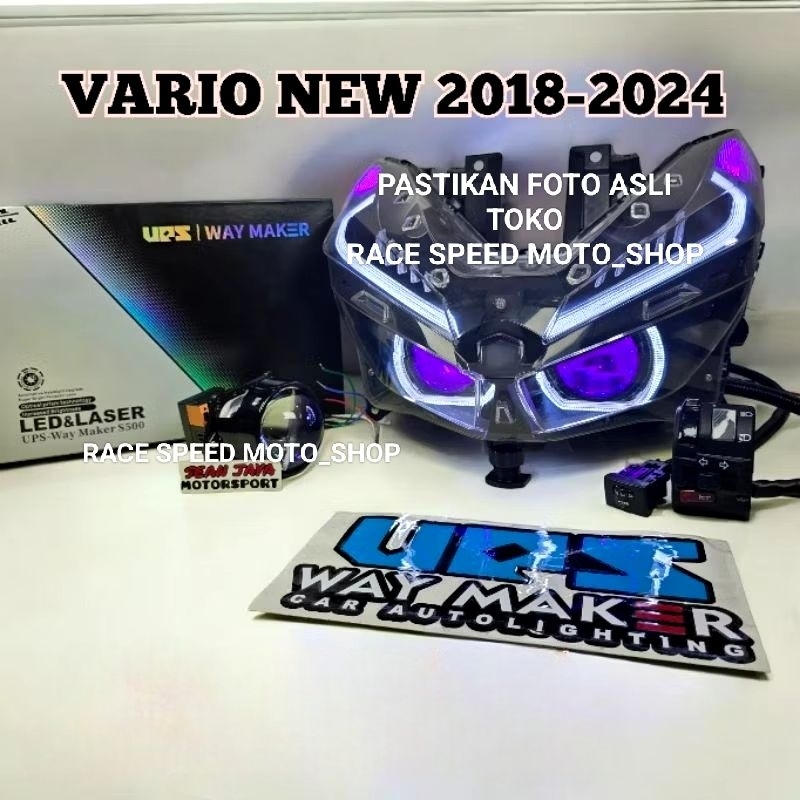 PROJIE PROJECTOR BILED UPS WAY MAKER S500 VARIO NEW 125/150 2018 - 2023 SEPAKET REFLEKTOR ORIGINAL
