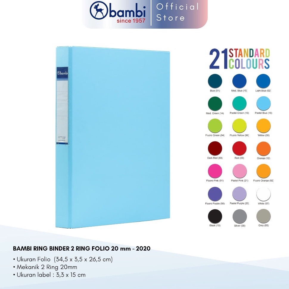 

KODE C88N Bambi Ring Binder Folio 2 Ring MID SIZE 2 mm kode 22