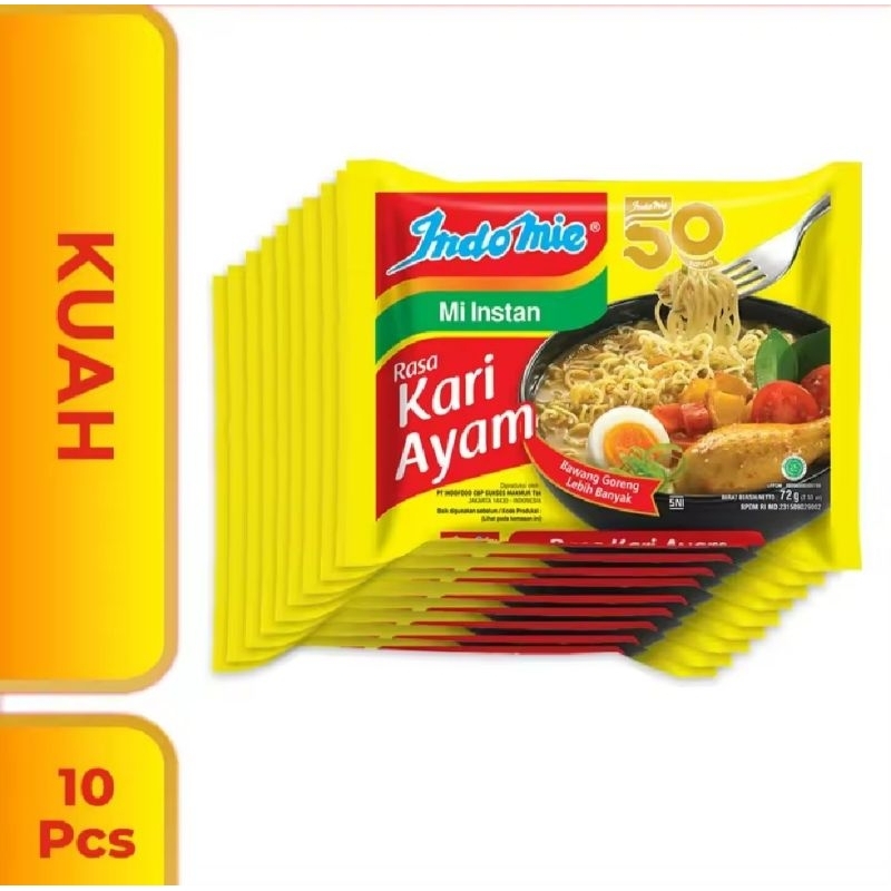 

Indomie Mi Instan Kari Ayam 70g Isi 10 pcs
